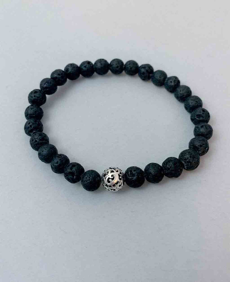 Bracelet with pure silver bead (medium to large) & with choice of aromatherapy (Joy, Grounding, Love) (6980894654669)