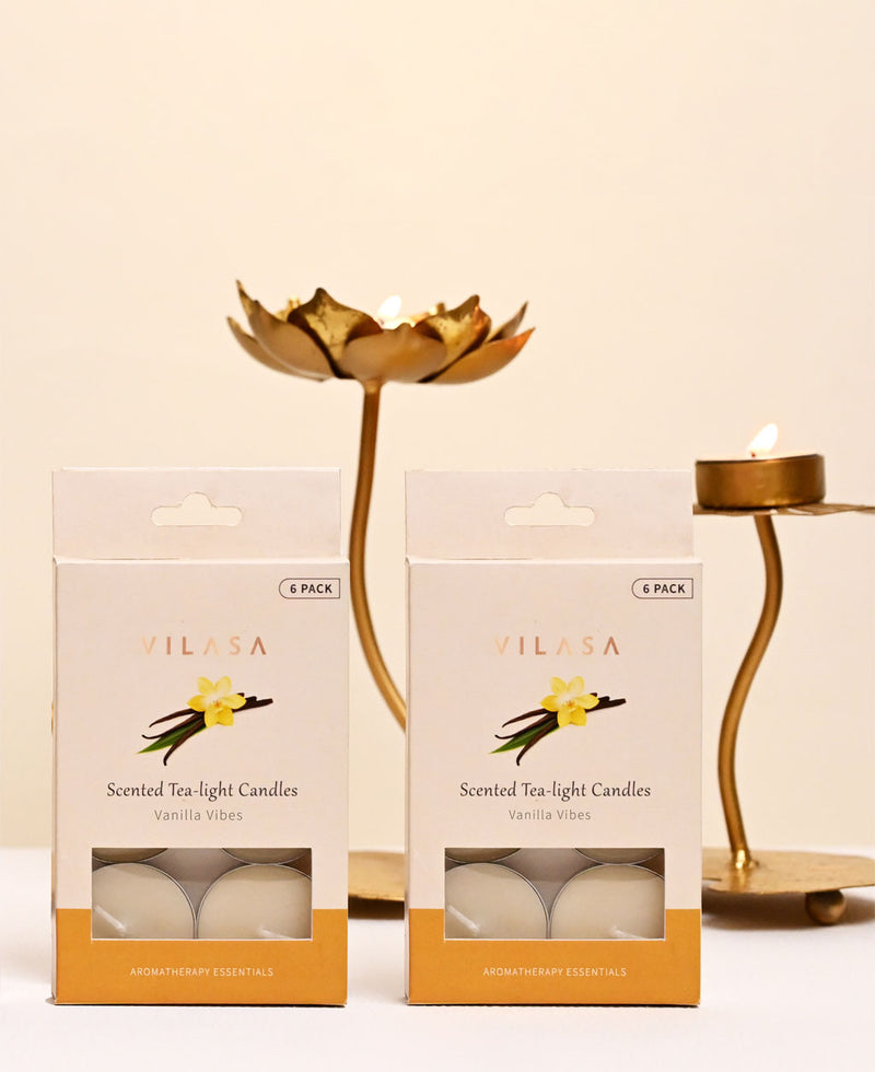 VANILLA SCENTED TEA-LIGHT CANDLE  (PACK OF 6) (7098244956365)